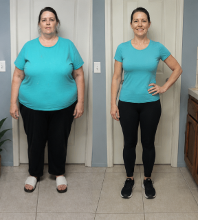 Woman with low self-confidence caused by weight gain